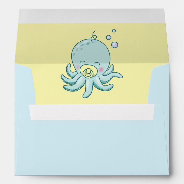Cute Octopus Baby Shower Kawaii Envelope (Back (Bottom))