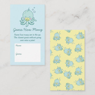 Cute Octopus Baby Shower Kawaii Guess How Many Enclosure Card