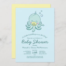 Cute Octopus Baby Shower Kawaii Invitation