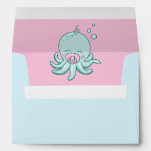 Cute Octopus Baby Shower Kawaii Pink Girl Envelope