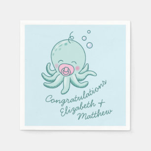 Cute Octopus Baby Shower Kawaii Pink Girl Napkin