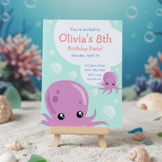 Cute Octopus Birthday Invitation