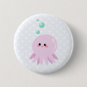 Cute octopus cartoon 6 cm round badge