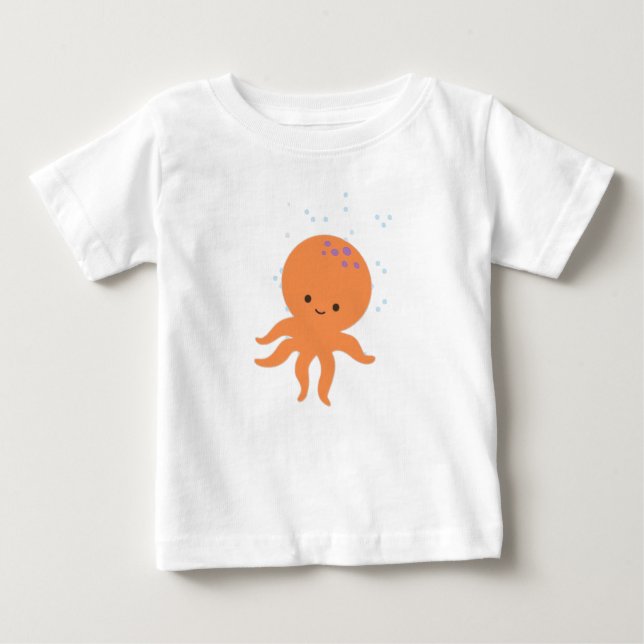 Cute Octopus Cartoon Baby T-Shirt (Front)