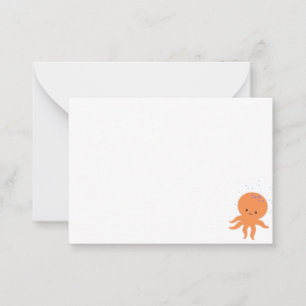Cute Octopus Cartoon Blank Card