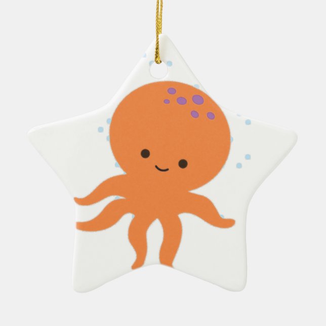 Cute Octopus Cartoon Ceramic Tree Decoration (Front)