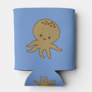 Cute Octopus Cartoon Embroidery Print Custom Name Can Cooler