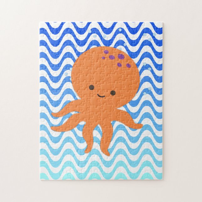 Cute Octopus Cartoon Jigsaw Puzzle (Vertical)