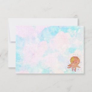 Cute Octopus Cartoon Vintage Distressed Watercolor Card
