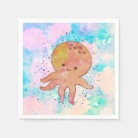 Cute Octopus Cartoon Watercolor