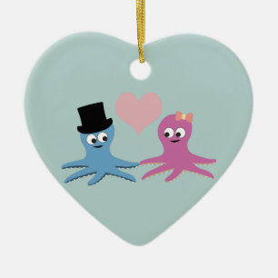 Cute Octopus Couple Ceramic Tree Decoration