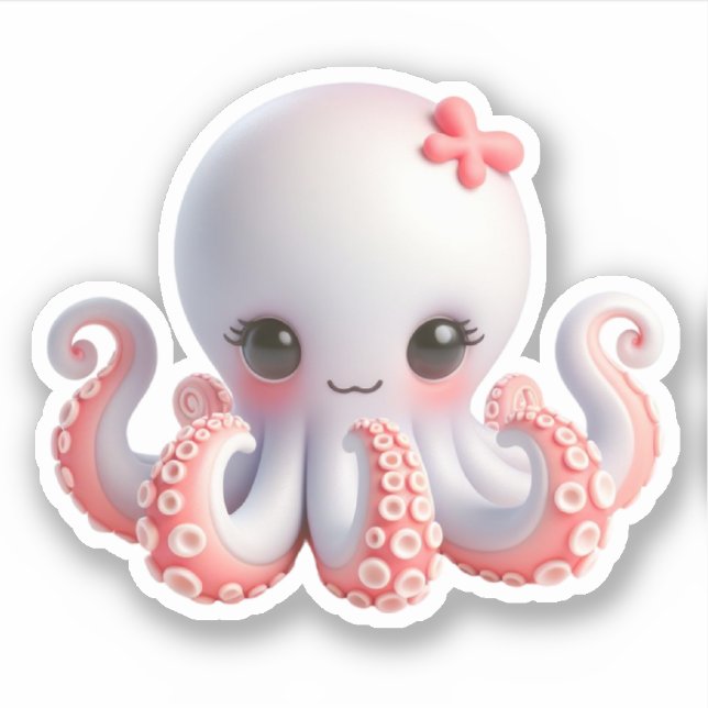 Cute Octopus Custom-Cut Vinyl Stickers (Front)