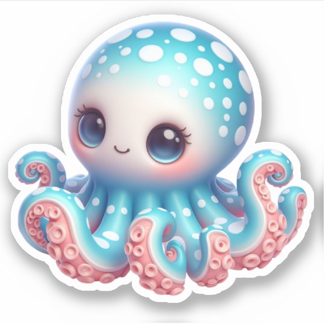 Cute Octopus Custom-Cut Vinyl Stickers (Front)