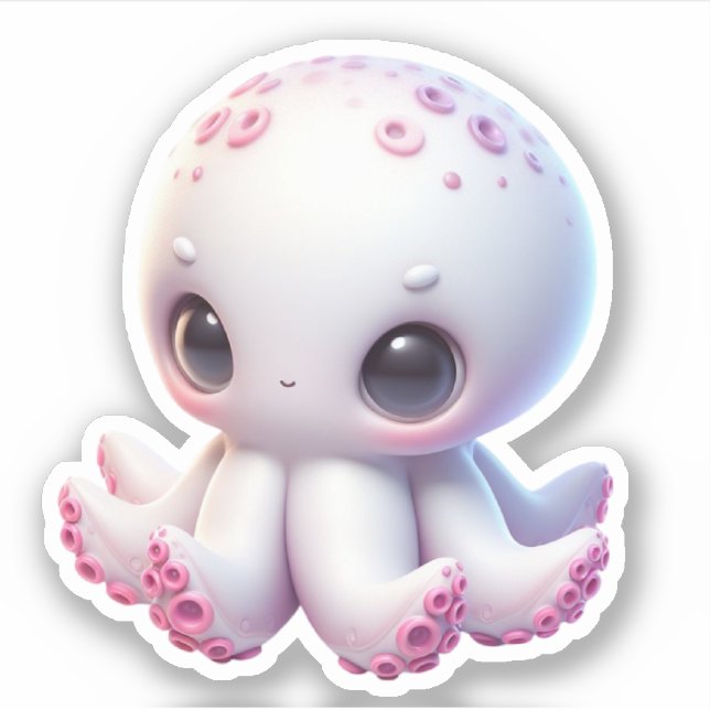 Cute Octopus Custom-Cut Vinyl Stickers (Front)