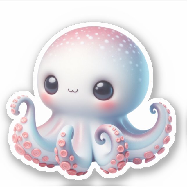 Cute Octopus Custom-Cut Vinyl Stickers (Front)