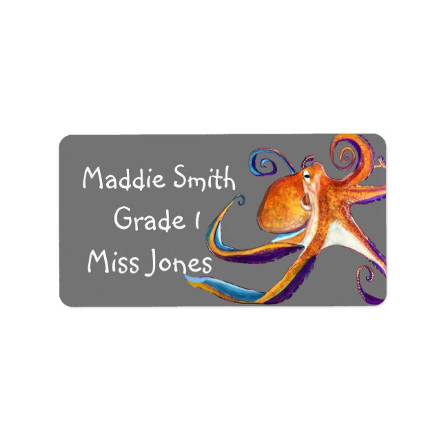 Cute octopus cute name book labels (Front)