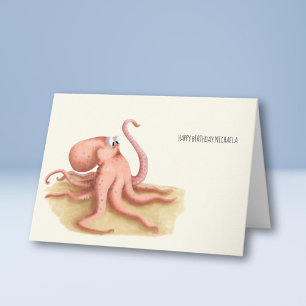 Cute Octopus Drawing Personalised Birthday Card