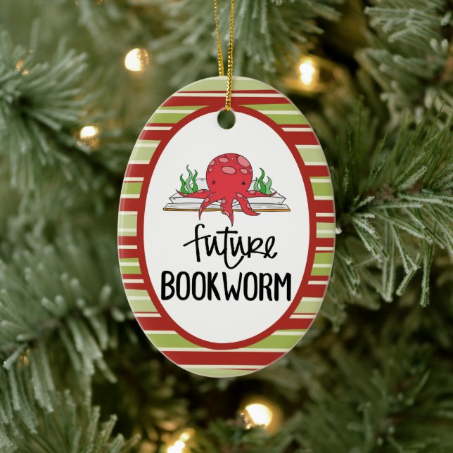 Cute octopus future bookworm ceramic tree decoration (Tree)