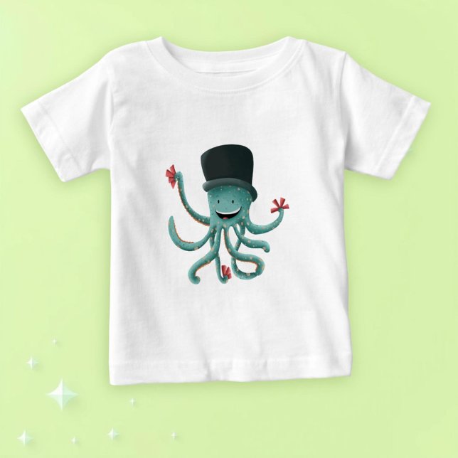 Cute Octopus Illusionist Magician Baby T-Shirt (Creator Uploaded)