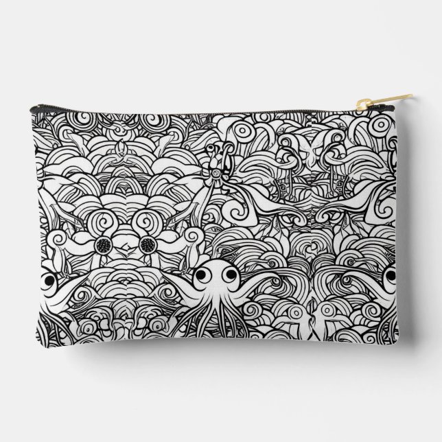 Cute Octopus in Seaweed Accessory Pouch (Back)