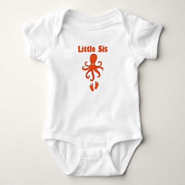 Cute Octopus Little Sis Little Sister, Lil Sis  Baby Bodysuit (Front)
