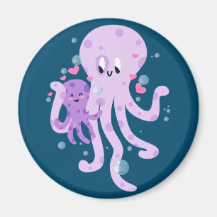 Cute Octopus Mum Drawing Art Magnet