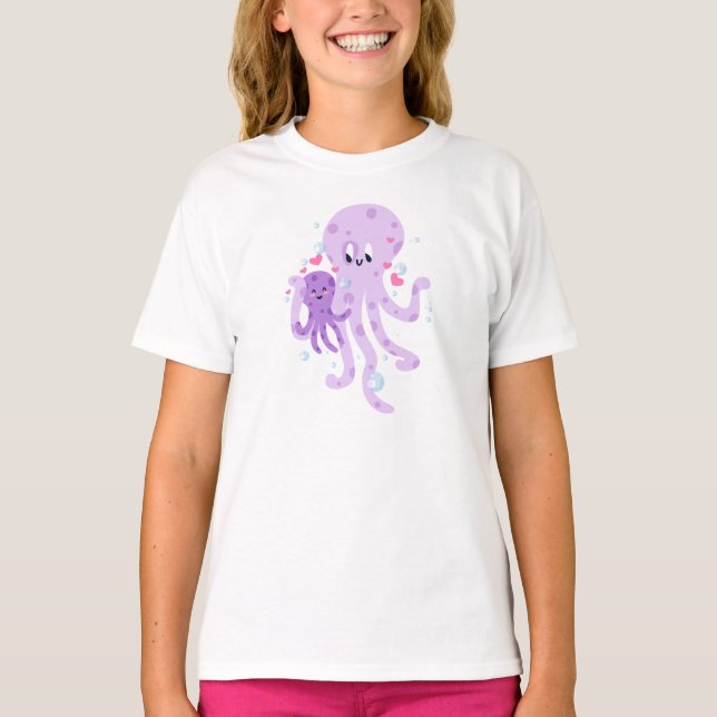 Cute Octopus Mum Drawing Art T-Shirt (Front)