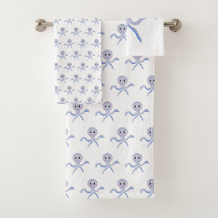 Cute Octopus Pattern Bath Towel Set