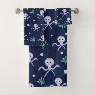 Cute Octopus Pattern Bath Towel Set