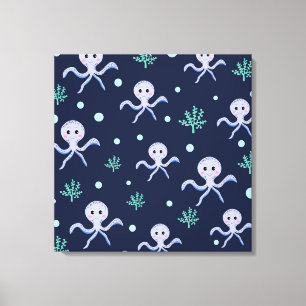Cute Octopus Pattern Canvas Print