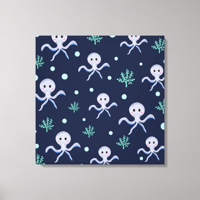Cute Octopus Pattern Canvas Print (Front)