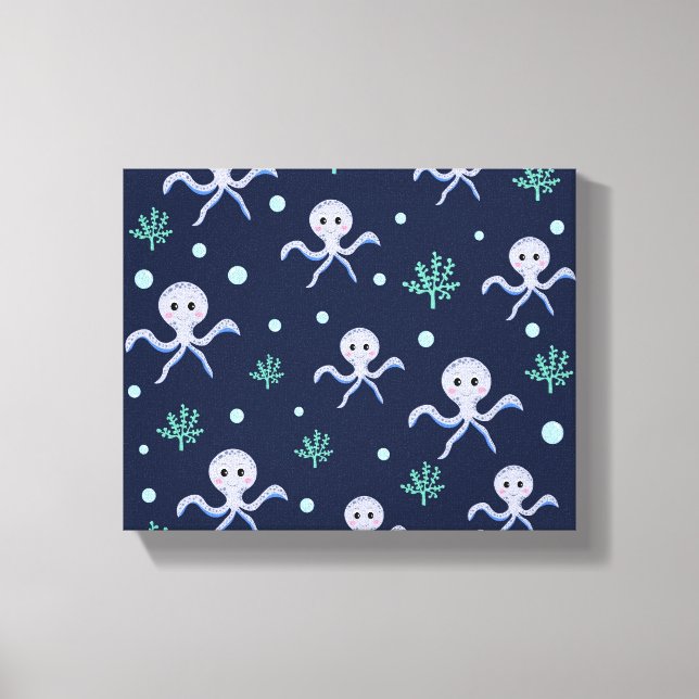 Cute Octopus Pattern Canvas Print (Front)