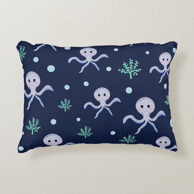 Cute Octopus Pattern Decorative Cushion (Front)