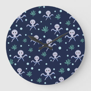 Cute Octopus Pattern Large Clock