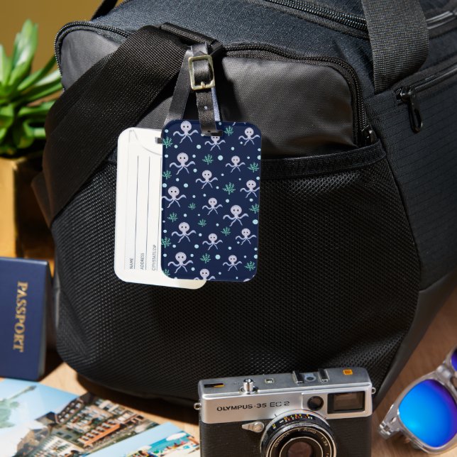Cute Octopus Pattern Luggage Tag (Front & Back)