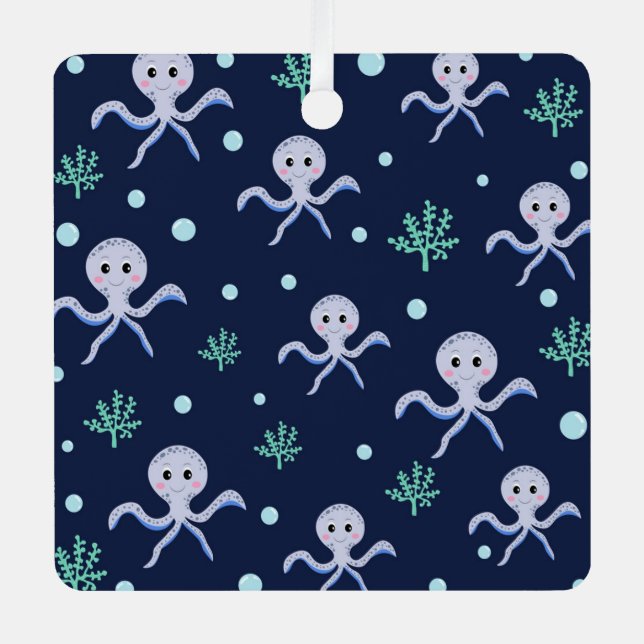 Cute Octopus Pattern Metal Tree Decoration (Front)