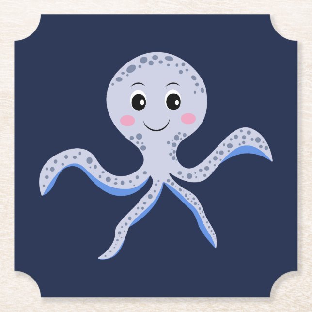 Cute Octopus Pattern Paper Coaster (Front)