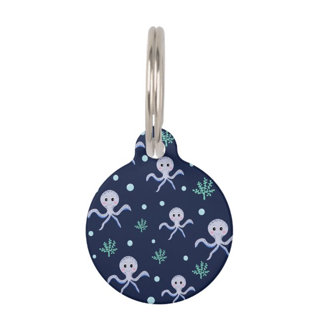 Cute Octopus Pattern Pet Tag (Front)