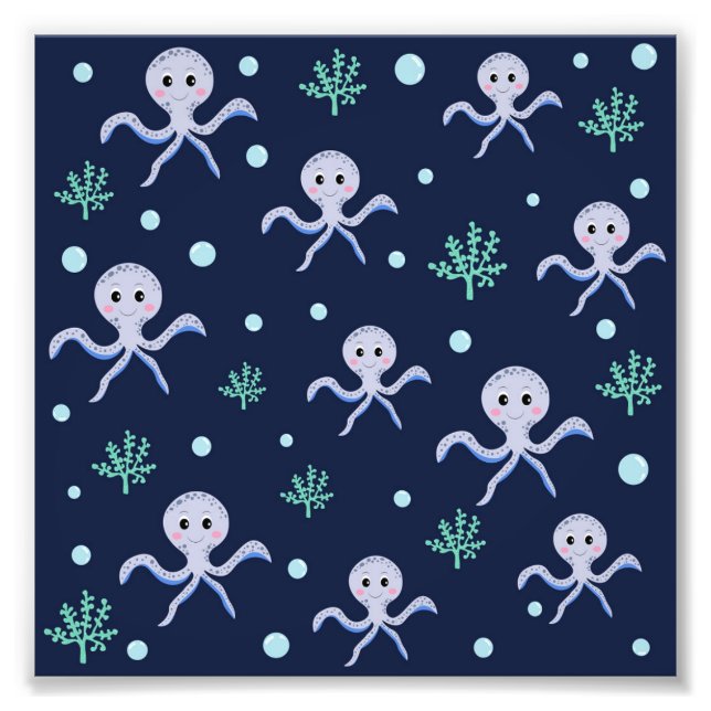 Cute Octopus Pattern Photo Print (Front)