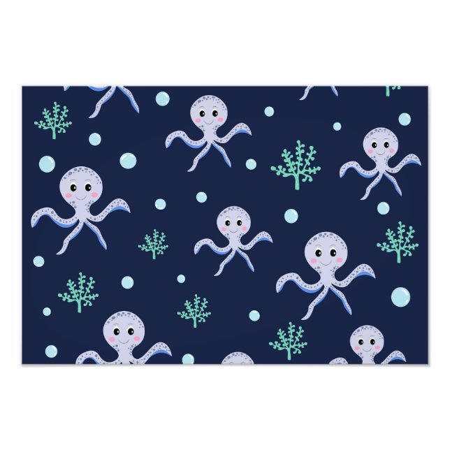 Cute Octopus Pattern Photo Print (Front)