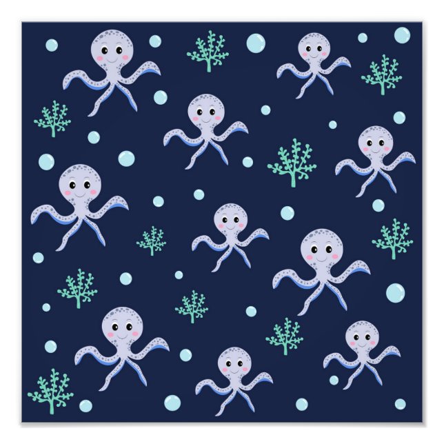 Cute Octopus Pattern Photo Print (Front)
