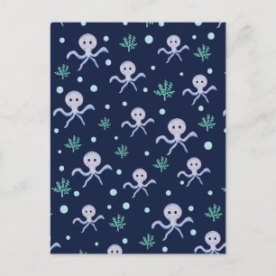Cute Octopus Pattern Postcard