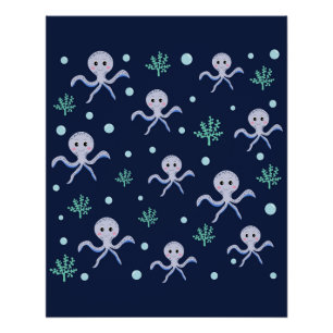 Cute Octopus Pattern Poster