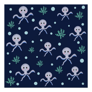 Cute Octopus Pattern Poster