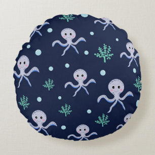 Cute Octopus Pattern Round Cushion