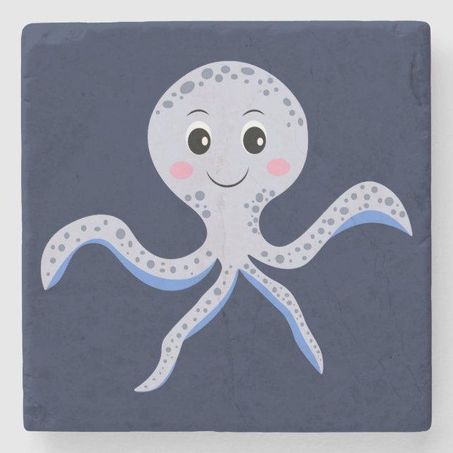 Cute Octopus Pattern Stone Coaster (Front)