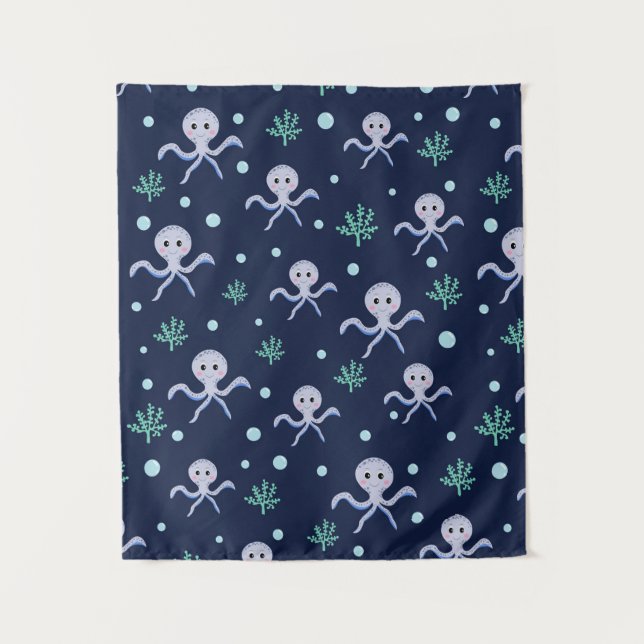 Cute Octopus Pattern Tapestry (Front)