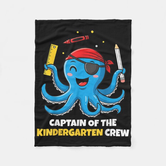Cute Octopus Pirate Kindergarten Boys Kids Back To Fleece Blanket (Front)