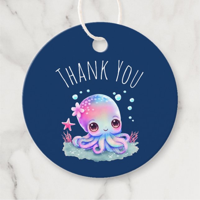 Cute Octopus Sea Creature Favour Tags (Front)