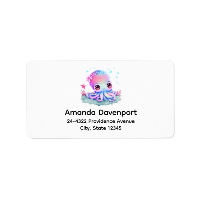 Cute Octopus Sea Creature Label (Front)